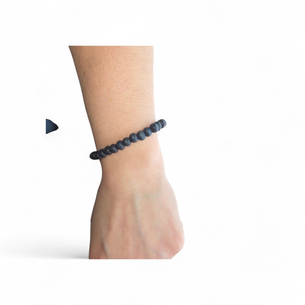 Men's Dark Blue Beaded Stretch Bracelet